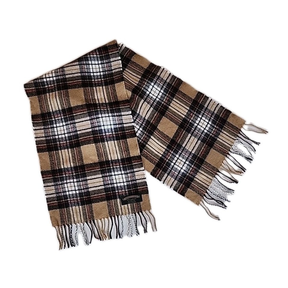 James Pringle Weavers Fringe Scarf Thompson Tartan Scotland 100% Wool‎ 62x11.5